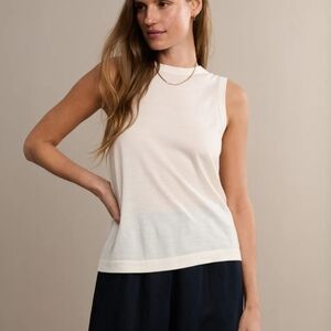 Jenni Kayne Cream Sleeveless Tank Top(100% Merino Wool)